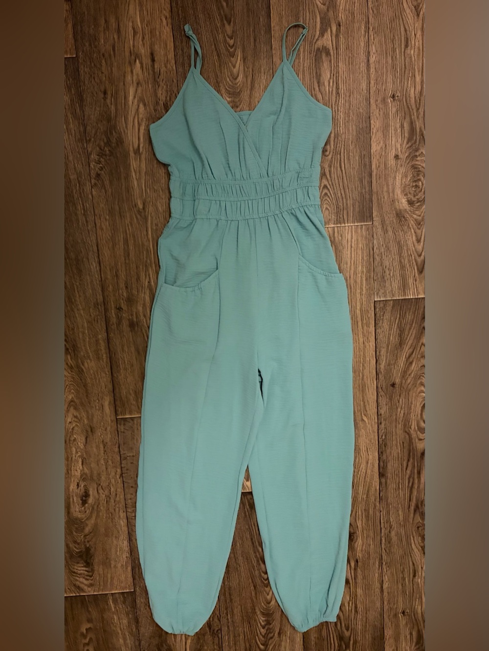 Sleeveless V-Neck Jumpsuit inTeal